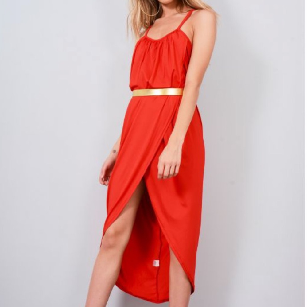 Elegant Red High Low Dress